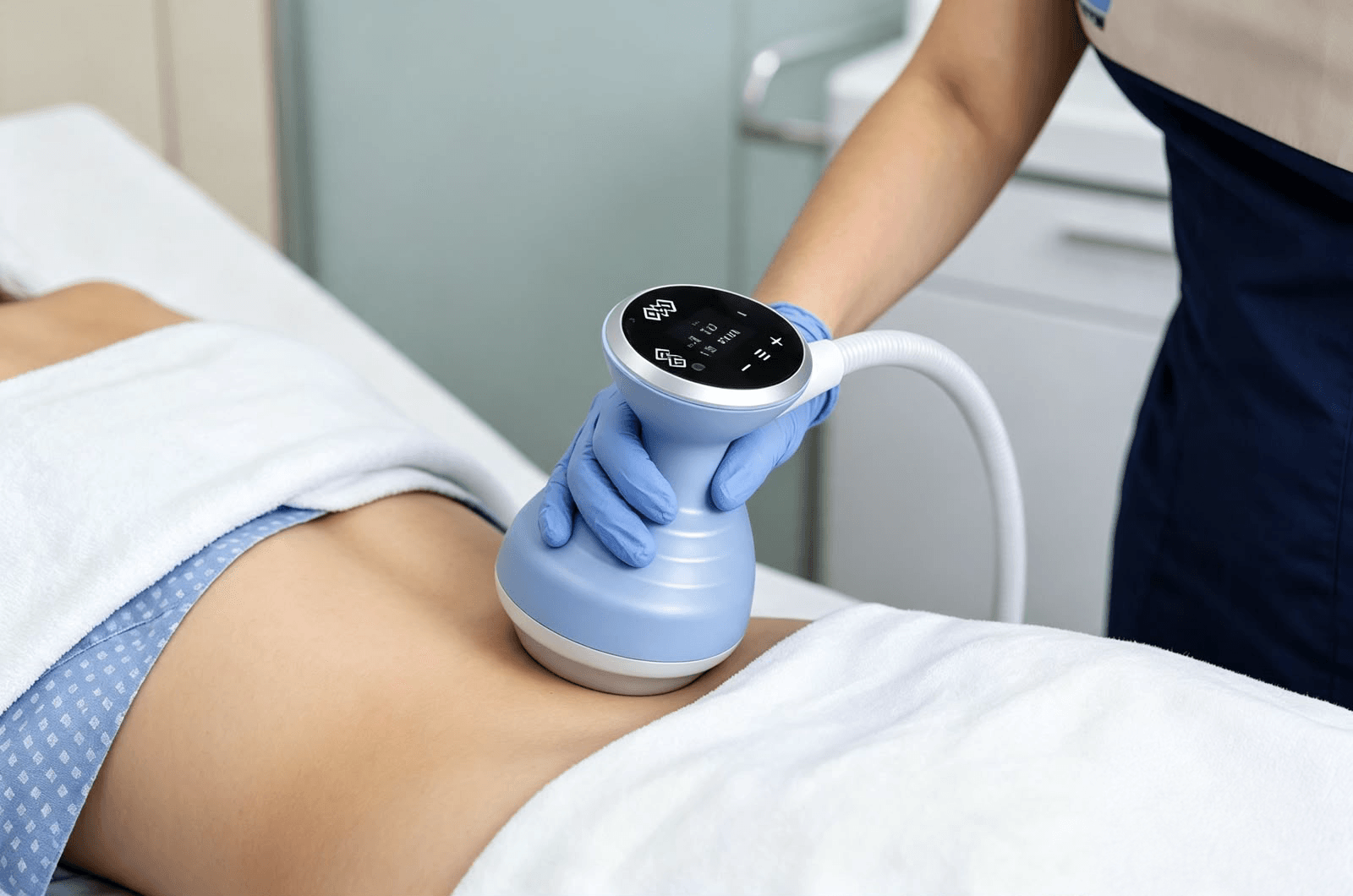 Shockwave therapy applied to the abdomen