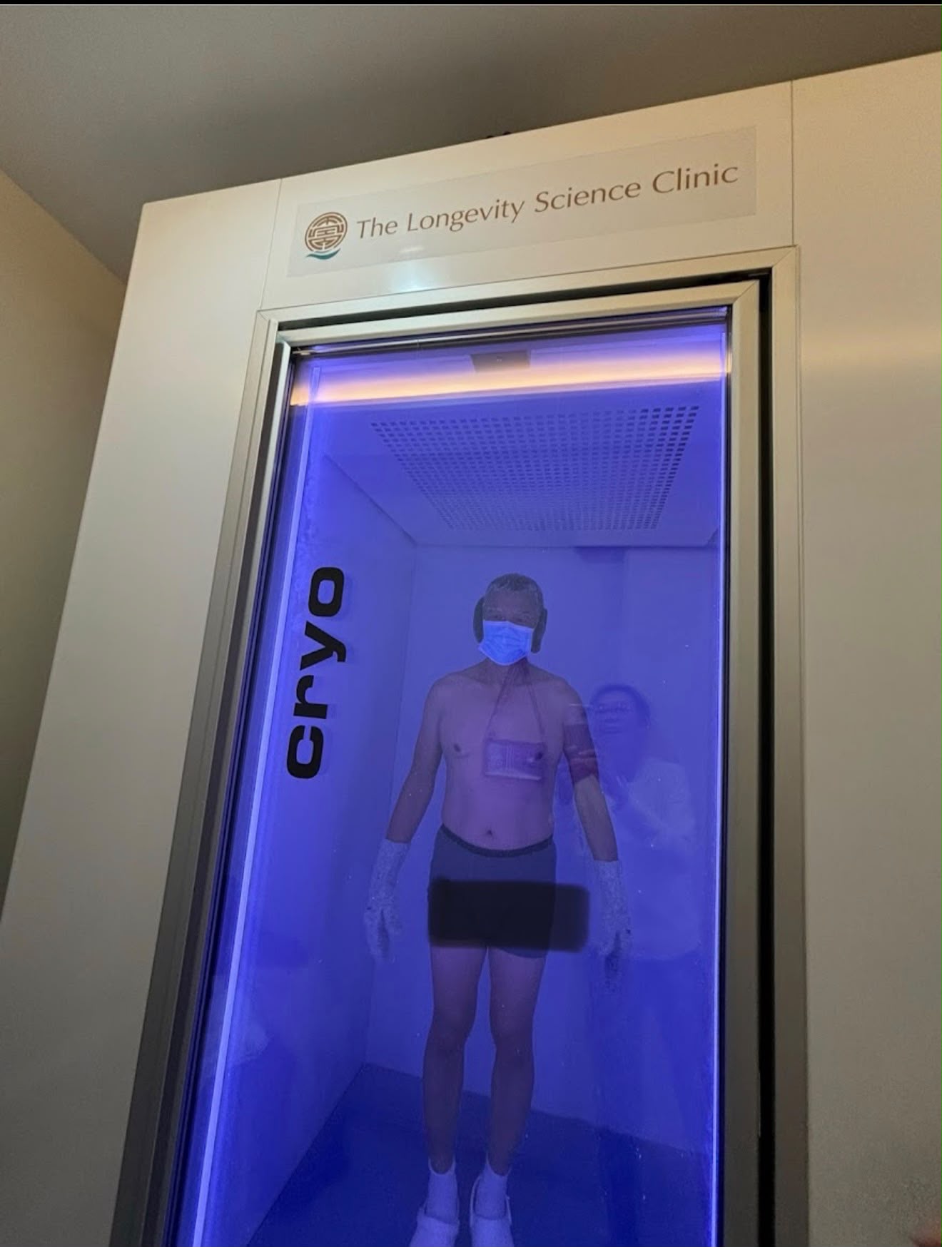 Guest stepping out of the cryotherapy chamber